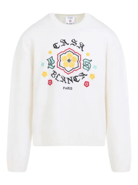 Casablanca floral-embroidered crew-neck sweater White MAW25KW110501