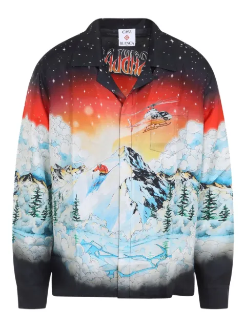 Casablanca Ski Lake printed long-sleeve shirt Black MAW25SH00606