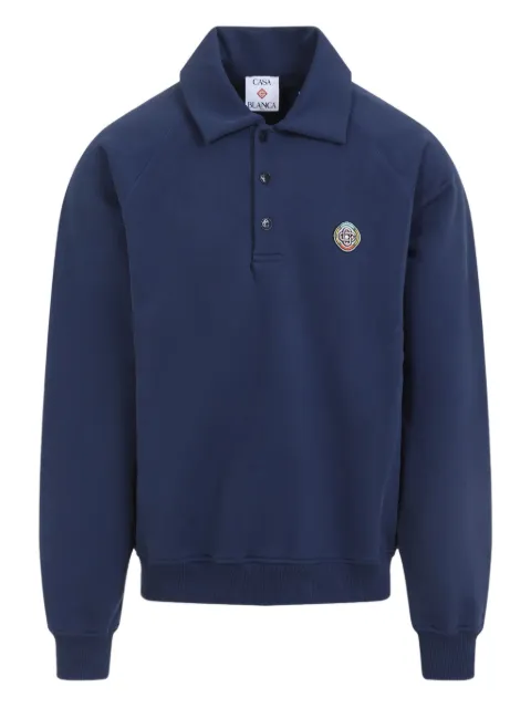 Casablanca polo-neck embroidered sweatshirt Blue MAW25JTP40901