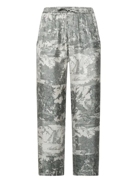 Pierre-Louis Mascia landscape-print drawstring trousers Grey ALOEGUMSPT1095