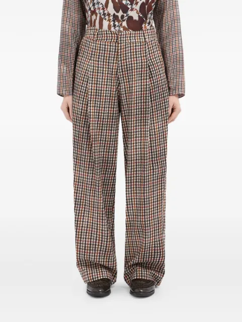 Pierre-Louis Mascia houndstooth-pattern pleated-front trousers Brown BEATEXSPT12614