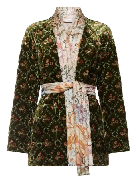 Pierre-Louis Mascia quilted floral velvet coat Green KANALOKM11413V