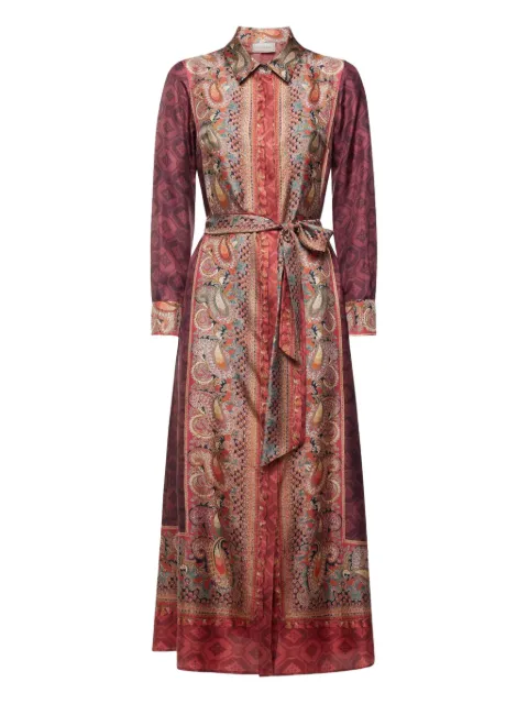 Pierre-Louis Mascia geometric-pattern shirt maxi dress Red ALOESAB12448SE