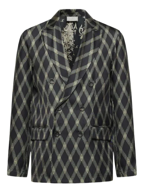 Pierre-Louis Mascia diamond-pattern double-breasted jacket Black FANCY2SGC12167