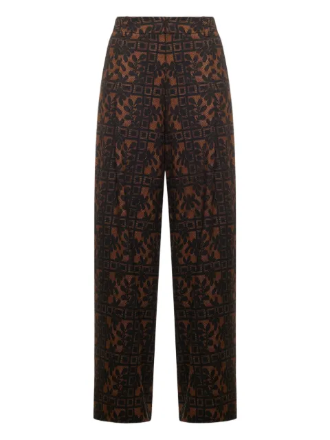 Pierre-Louis Mascia pleated-front floral-print trousers Brown BEATEXSPT12614