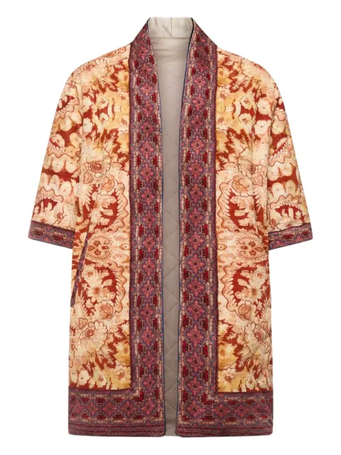 Pierre-Louis Mascia floral-patterned short-sleeved coat Brown REVADAGKM10635