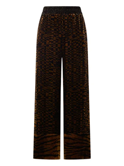 Pierre-Louis Mascia velvet geometric-pattern trousers Brown KANADAPT12599V