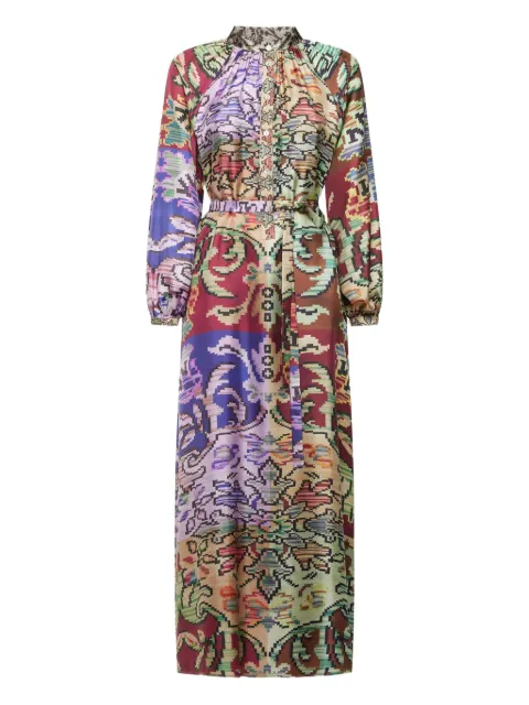 Pierre-Louis Mascia abstract-pattern belted maxi dress Red ALOESAB11524SE