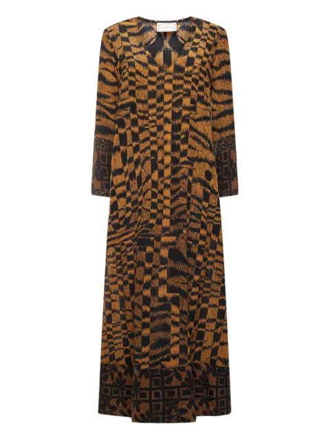 Pierre-Louis Mascia abstract-print maxi dress Brown TRAPEZIOSAB123