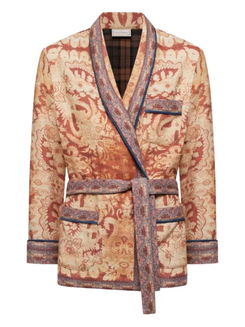 Pierre-Louis Mascia damask-pattern belted jacket Orange CAKESC12SGAGC1
