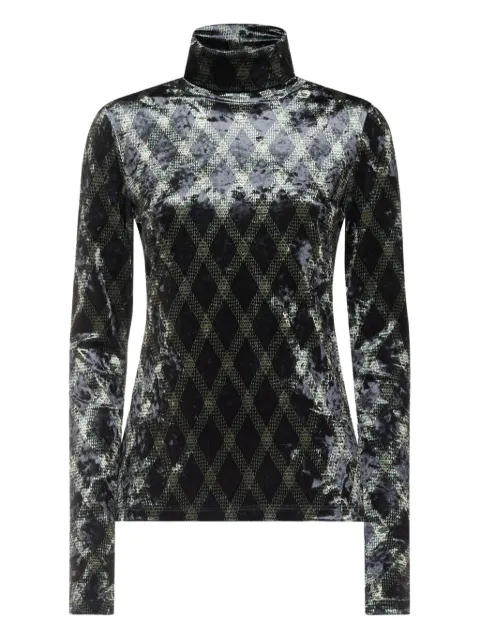 Pierre-Louis Mascia diamond-pattern velvet top Black RANATSDO12351P