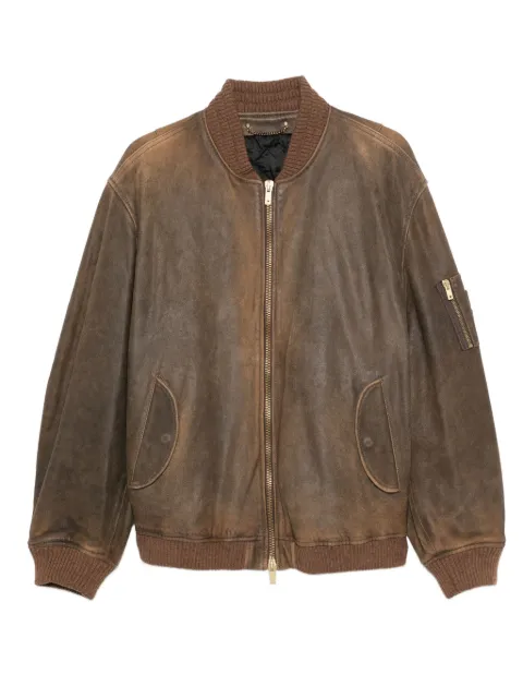 Golden Goose zip-fastening leather jacket Neutrals GUP02489P002168