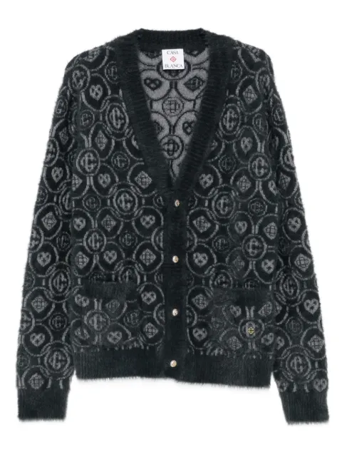 Casablanca logo-pattern V-neck cardigan Grey MAW25KW109401