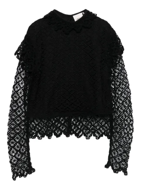 ISABEL MARANT Ludivine lace-trimmed ruffled top Black HT0728FAC4J08I