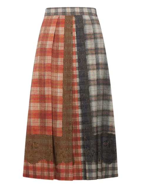 Pierre-Louis Mascia check-pattern midi skirt Orange DYLANSGO12360W