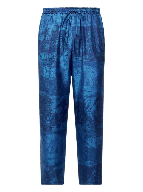 Pierre-Louis Mascia landscape-print drawstring trousers Blue ALOEGUMSPT1095