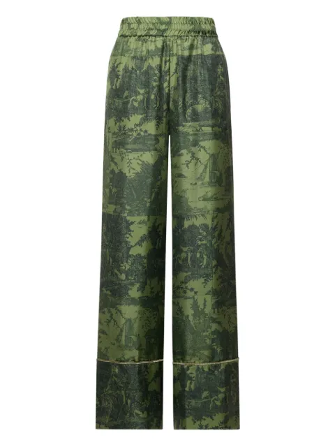 Pierre-Louis Mascia landscape-pattern trousers Green ALOEGUMSPT1260