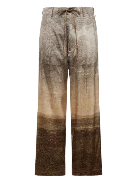 Pierre-Louis Mascia landscape-print drawstring-waist trousers Brown ADASTRGUMSPT12