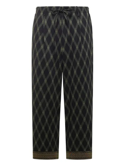 Pierre-Louis Mascia diamond-pattern drawstring-waist trousers Black DYLANSPT12172W