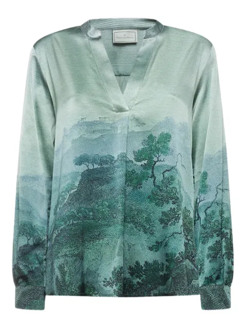 Pierre-Louis Mascia landscape-print blouse Blue ADASTRGUMSCML1