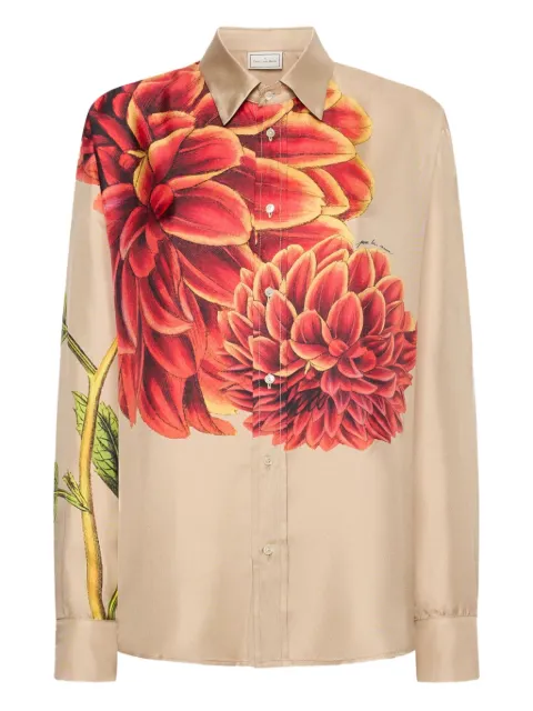 Pierre-Louis Mascia dahlia print silk shirt Neutrals ALOEBIOSCML106