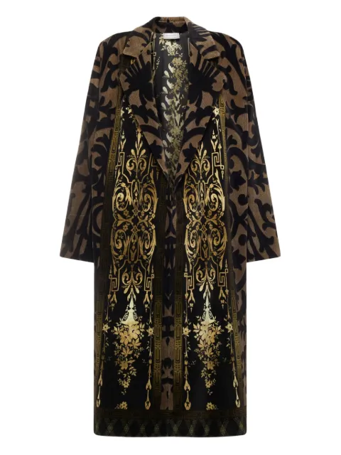 Pierre-Louis Mascia damask-print velvet coat Brown REVDOXSPO12438