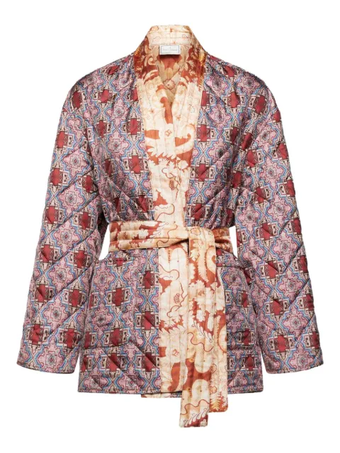 Pierre-Louis Mascia quilted patterned coat Pink ALOEZKM11413SE