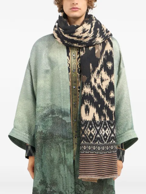 Pierre-Louis Mascia abstract-pattern frayed scarf Black PANCAKESGA130X190SWO