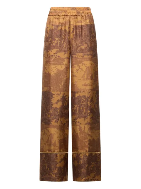 Pierre-Louis Mascia toile-print elastic-waist trousers Brown ALOEGUMSPT1260