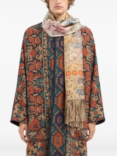 Pierre-Louis Mascia floral-tapestry fringe scarf Neutrals ALOEWON065X190DLSE