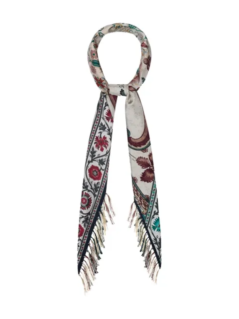 Pierre-Louis Mascia floral-pattern fringed-edges scarf White ALOEUWSW100X10