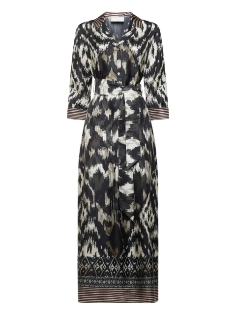 Pierre-Louis Mascia geometric-pattern shirt maxi dress Black ALOESAB11899SE