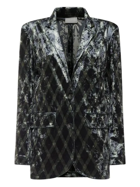 Pierre-Louis Mascia diamond-pattern velvet blazer Black RANATSGC11078P