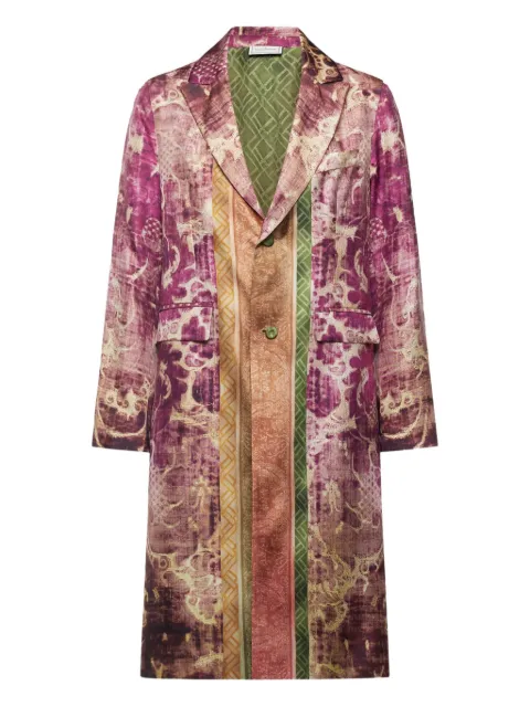 Pierre-Louis Mascia damask-print panelled coat Pink CIALDACPT12107