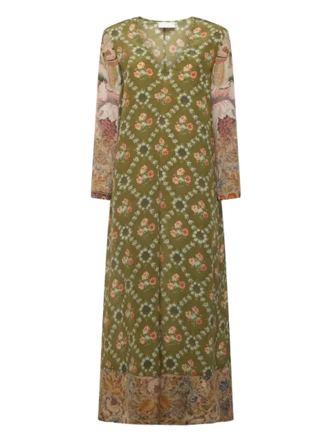 Pierre-Louis Mascia floral-print maxi dress Green TRAPEZIOSAB123