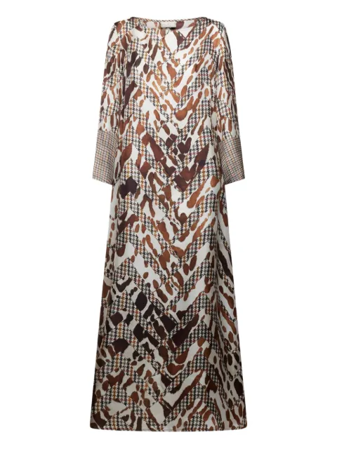 Pierre-Louis Mascia houndstooth-pattern animal-print maxi dress Neutrals ALOESAB12602SE