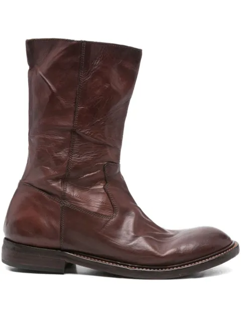 Moma leather zip boots Brown 75501C