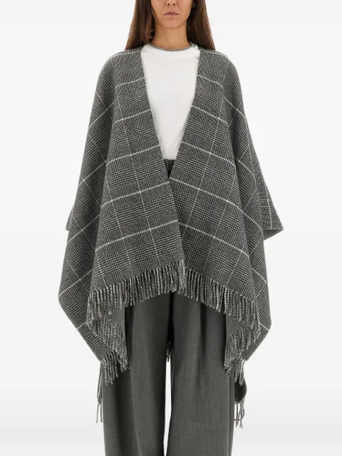 Brunello Cucinelli fringed check-pattern cape Grey MSCDAGP31CBL42