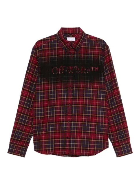 Off-White logo-print shirt Red OMGE04MF25FAB0032810