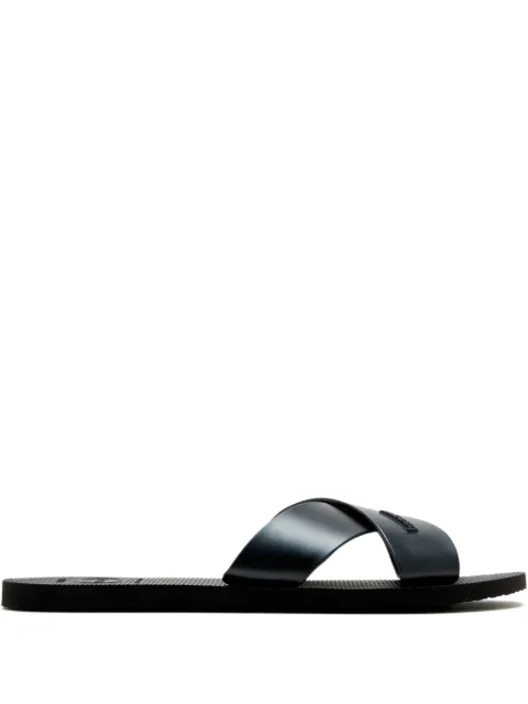 Havaianas Aqua Metallic cross-strap slides Black 4148866