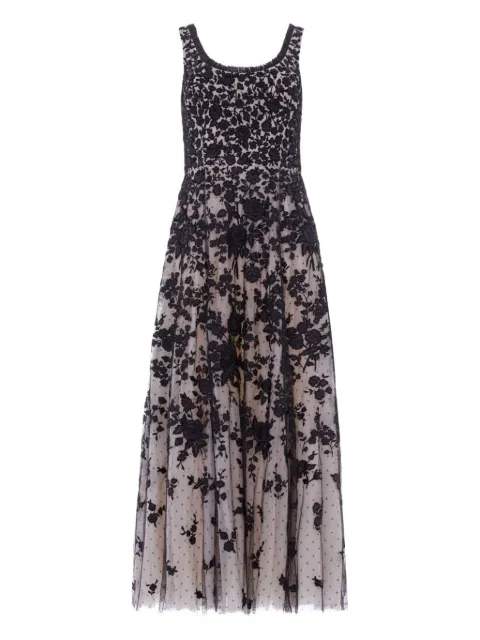 Needle & Thread embroidered-flowers scoop-neck maxi dress Black DGSL65RAW25GRO