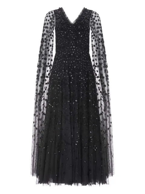 Needle & Thread embroidered-flowers maxi dress Black DGCP52RAW25GRT