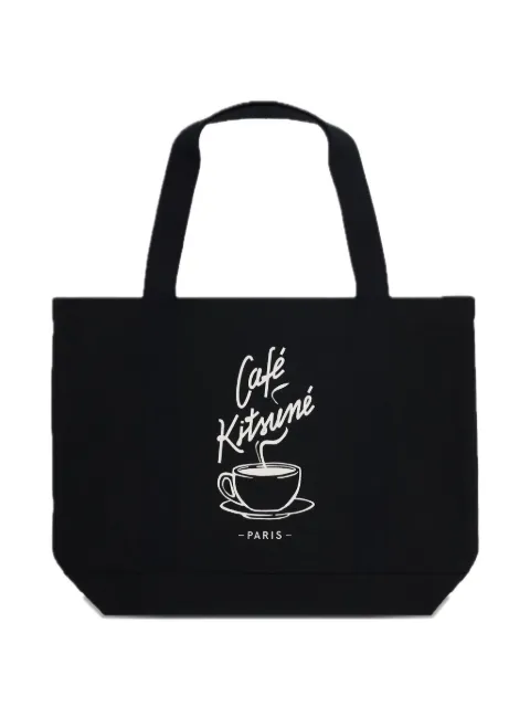 CAFÉ KITSUNÉ Coffee Cup print tote bag Black CKMU05102WW9001P199