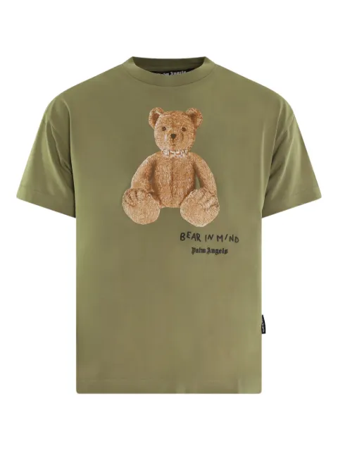 Palm Angels teddy bear-print cotton t-shirt Green PMAA109F25JER00A