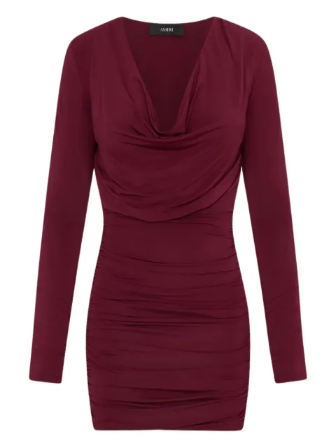 AMIRI cowl-neck draped mini cocktail dress Red AWDRFO1018