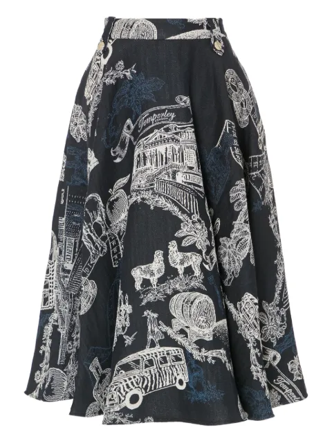 Temperley London illustrated A-line skirt Blue 25AWTDJ54885