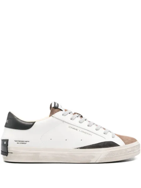 Crime London Distressed Downtown leather-suede sneakers White 11072