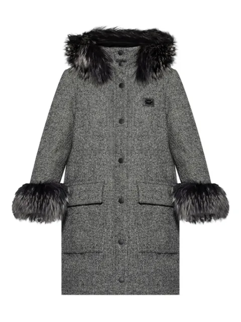 Dolce & Gabbana faux-fur trimmed wool coat Grey F9S84TFMZAU