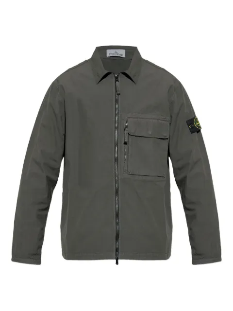 Stone Island patch-pocket zip-front shirt Grey K2S151200004S0179