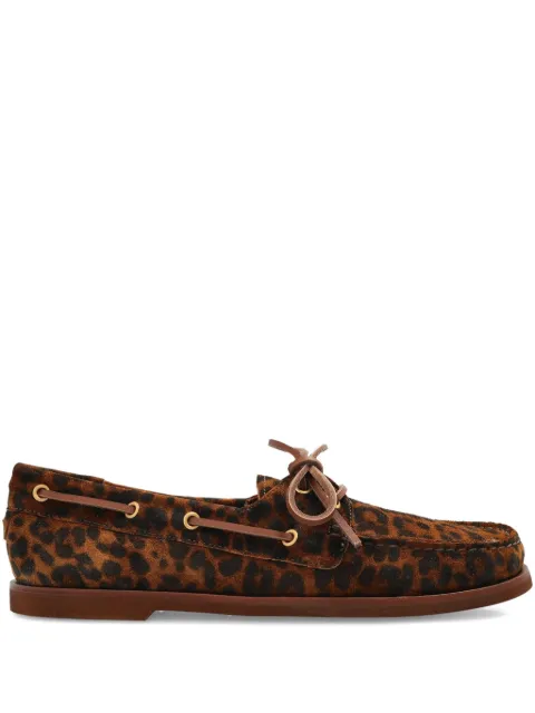 Gianvito Rossi Vandée leopard print lace-up boat shoes Brown G2536710GOMSUE